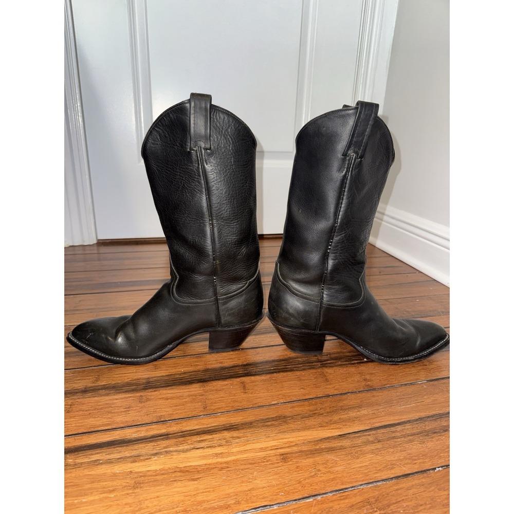 Tony Lama Black Western Cowboy Boots Men's US 9 Pull-On Leather MPN 4482 - Picture 6 of 6
